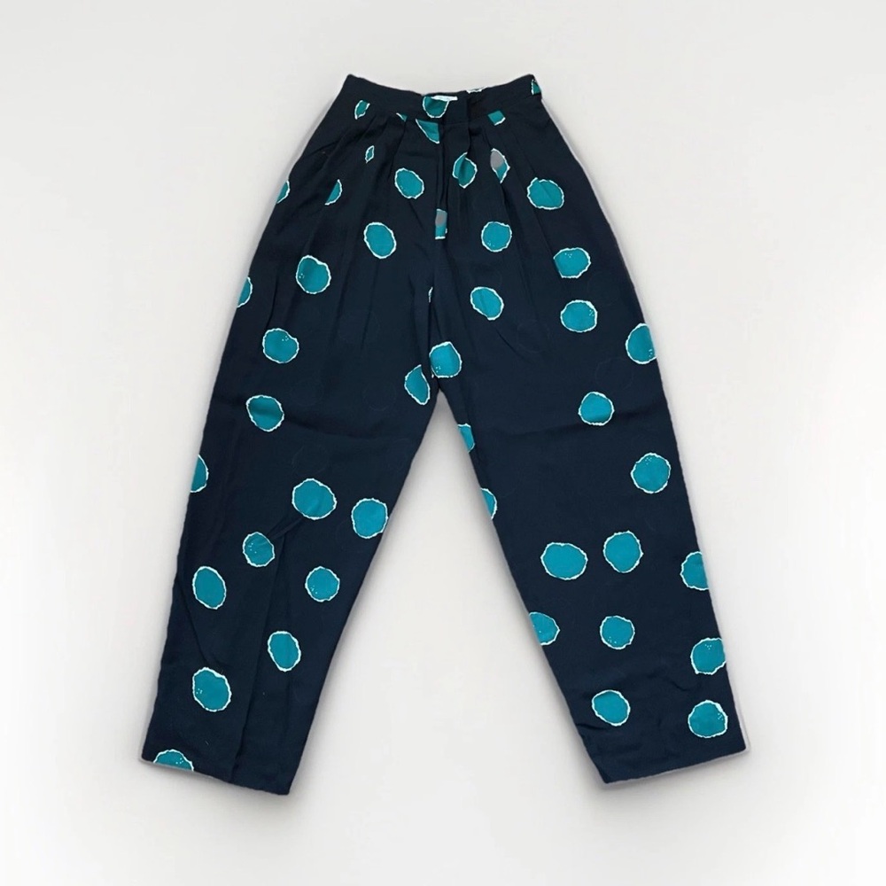 Vintage 90s Jones New York Sheer Pants Abstract Prink Black Green 26” Size 6